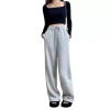 Acetate wool pants for women in the 2024 autumn/winter season, with a thick, soft and soft core and warm fleece, mid-high-waisted, slightly wide-leg straight-leg casual pants Item Picture